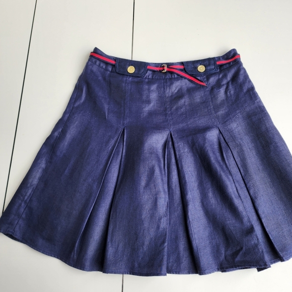 Blue Mini A-line Pleated Skirt for Casual - Picture 2 of 12